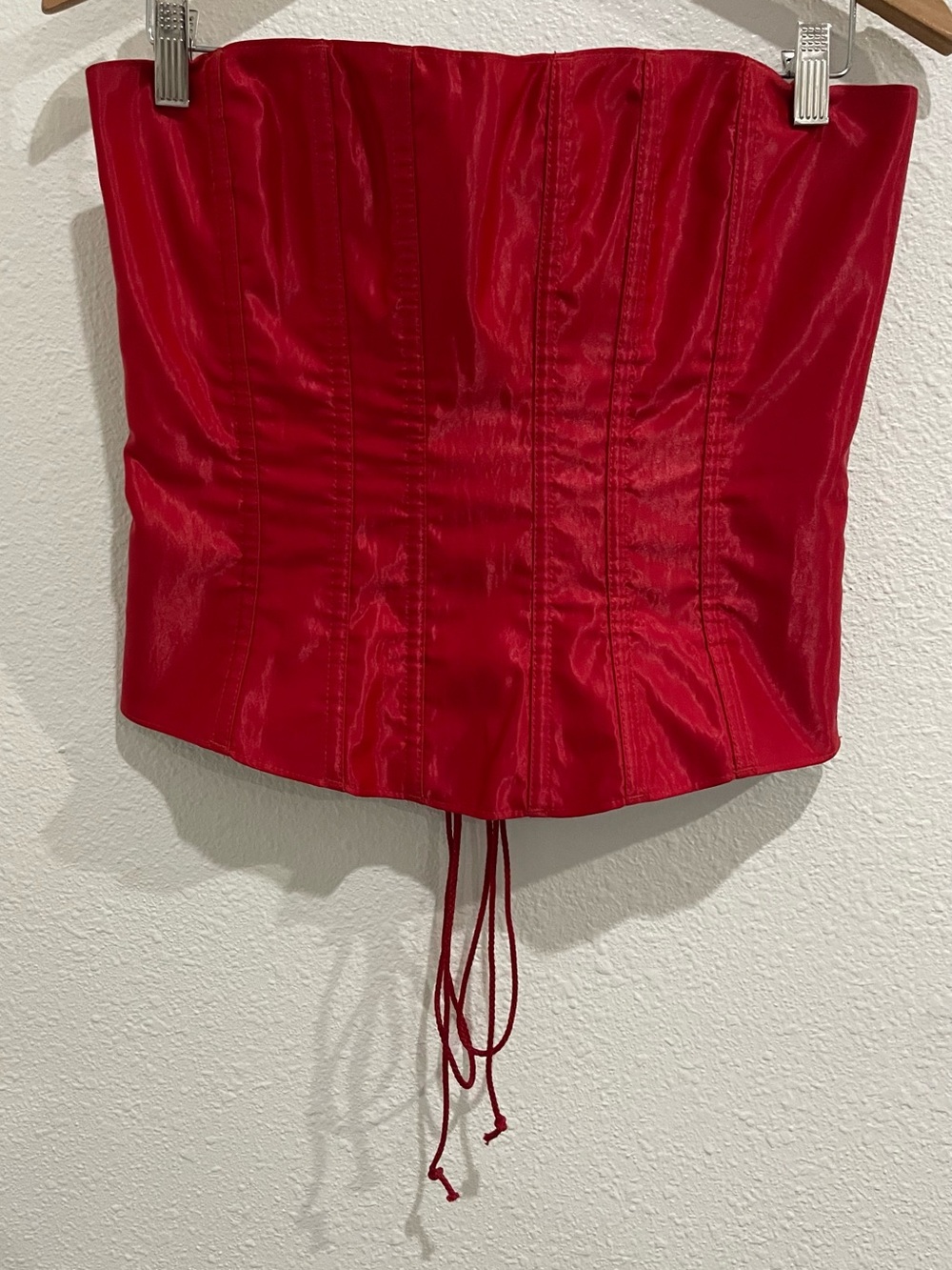 Vintage Red Lace Up Corset Top Feminine Romantic Whimsigoth